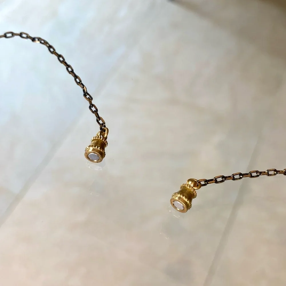 Three-Tier Hammered Gold Bar Two-Tone Chain Necklace, NWOT